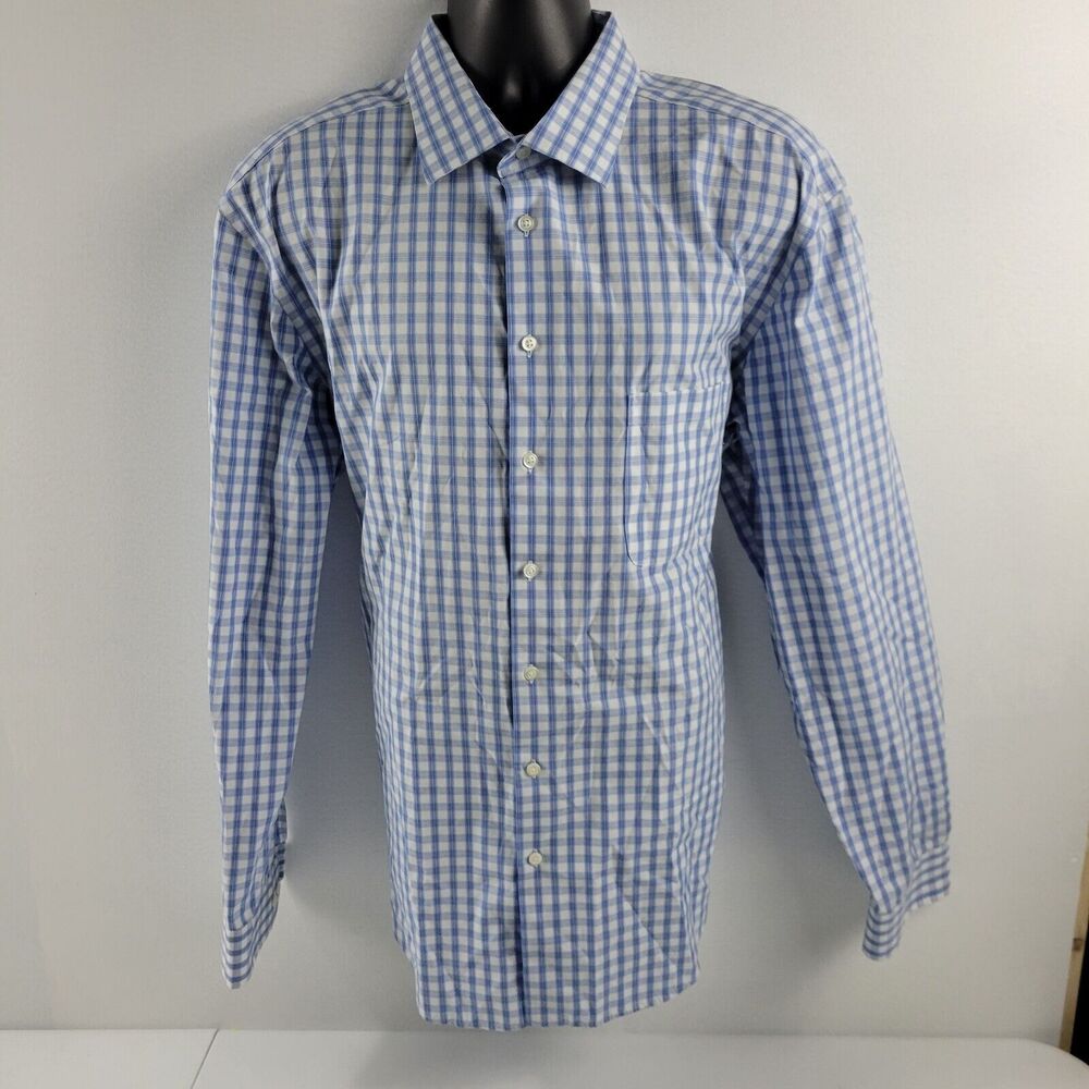 Pronto‎ Uomo Dress Shirt Button down 2XLT blue non iron 1401